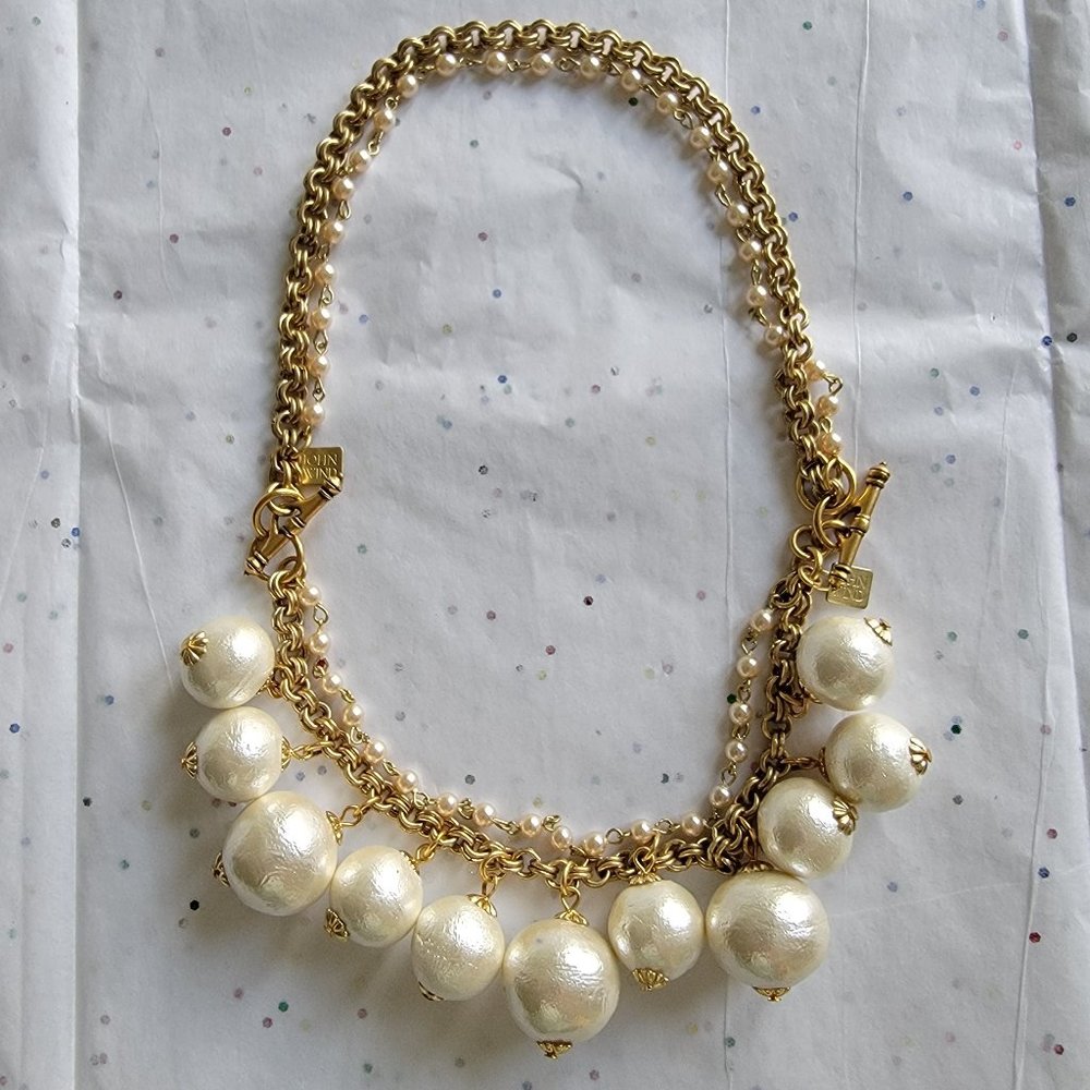 MAXIMAL ART /JOHN WIND POM POM COTTON BALL PEARL CONVERTIBLE NECKLACE & BRACELET
